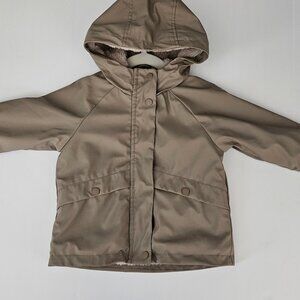 Zara Water Resistant Rubberized Lined Hooded Baby Jacket in Taupe Sz 1 1/2 years
